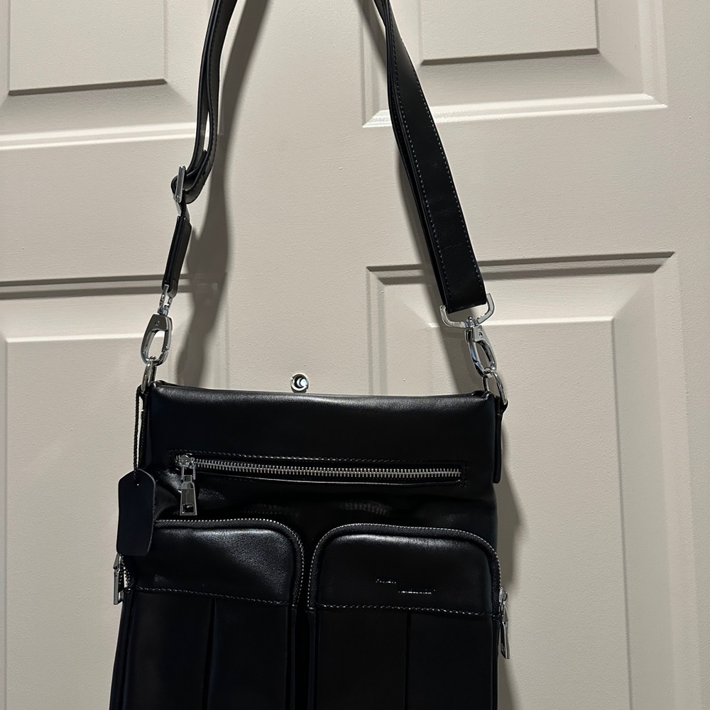 Access Denied Rfdi Blocking Concealed Black Leather Crossbody Purse